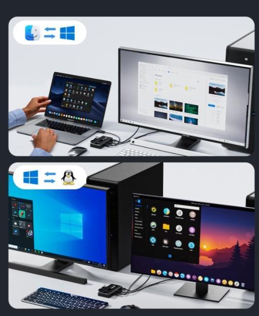 二进四出可一键切换的共享切换器 简化操作，提升办公效率